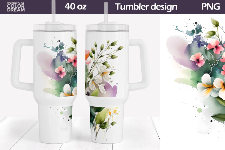 Watercolor Floral Tumbler 40 Oz | Spring Flowers 40 OZ
