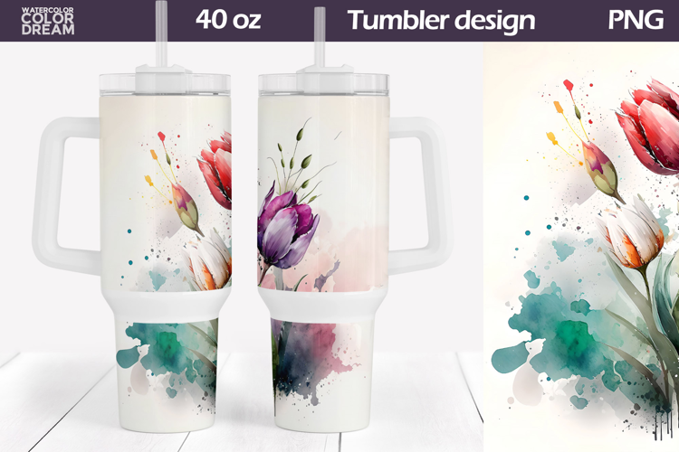 Watercolor Floral Tumbler 40 Oz | Spring Flowers 40 OZ