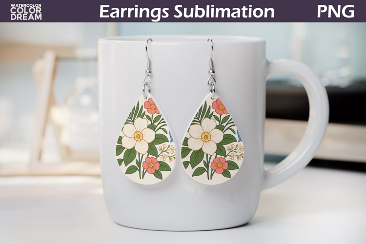White Pink Flower Teardrop Earrings| Vintage Floral Earrings