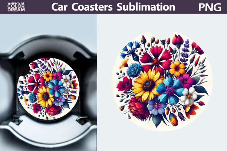 Wildflowers Car Coaster | Flowers Car Coaster