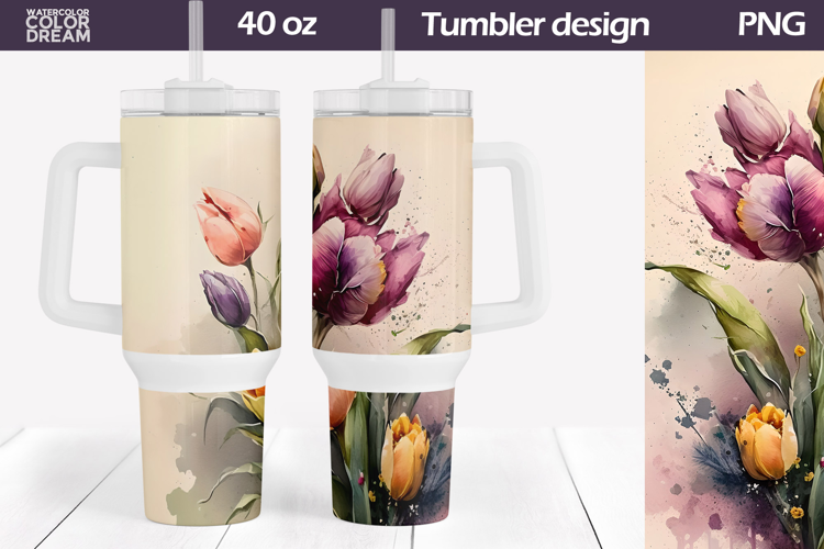 Watercolor Floral Tumbler 40 Oz | Spring Flowers 40 OZ