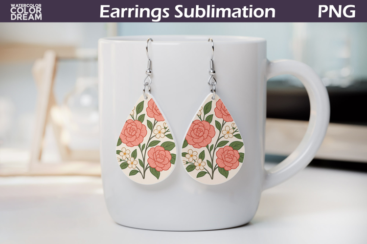 Pink Roses Flower Teardrop Earrings| Vintage Floral Earring