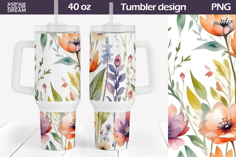 Watercolor Floral Tumbler 40 Oz | Wildflowers Tumbler 40 Oz