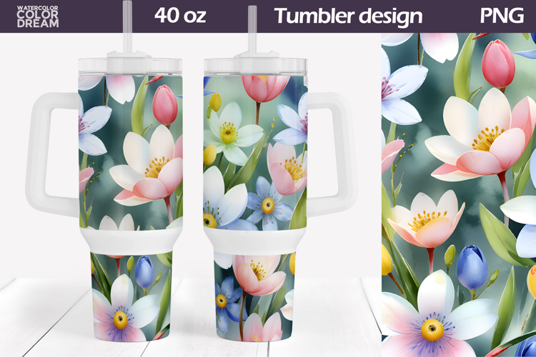 Watercolor Floral Tumbler 40 Oz | Wildflowers Tumbler 40 Oz