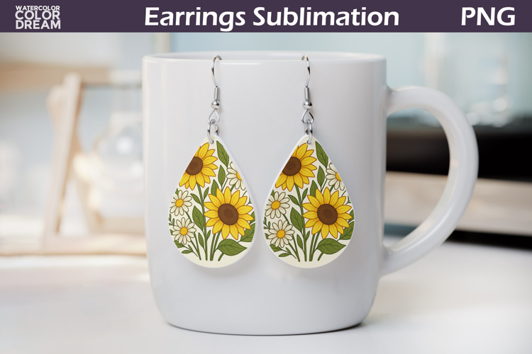 Sunflowers Teardrop Earrings | Vintage Floral Earrings