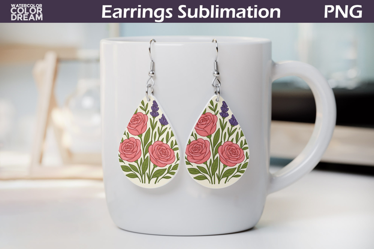 Pink Roses Teardrop Earrings | Vintage Floral Earrings