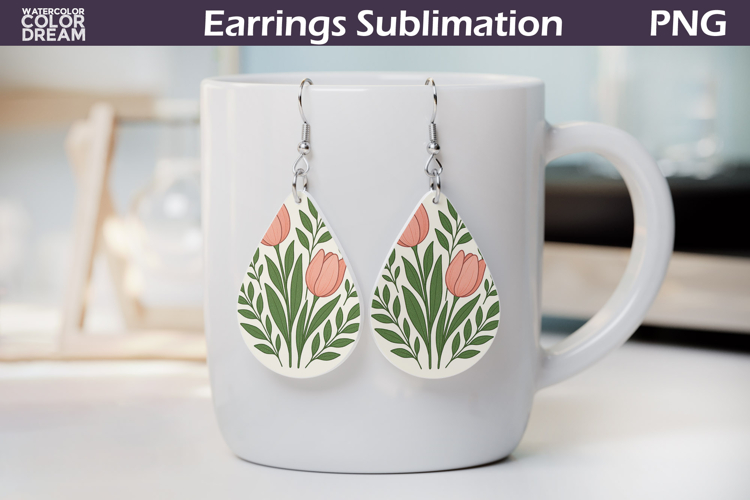 Pink Tulip Teardrop Earrings | Vintage Floral Earrings