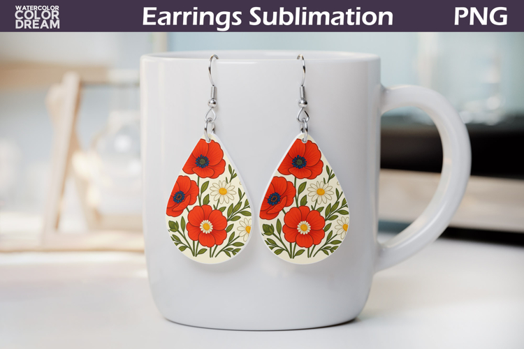 Poppy Daisy Teardrop Earrings | Vintage Floral Earrings