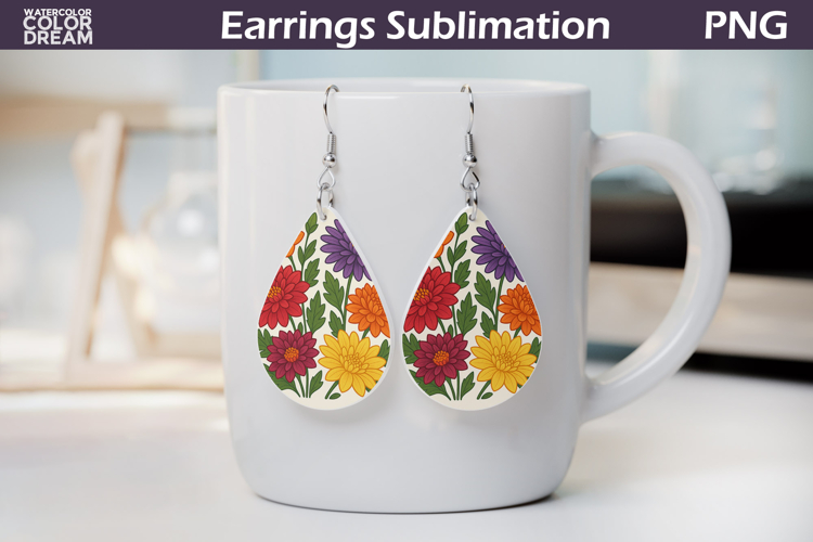 Asters Teardrop Earrings | Vintage Floral Earrings