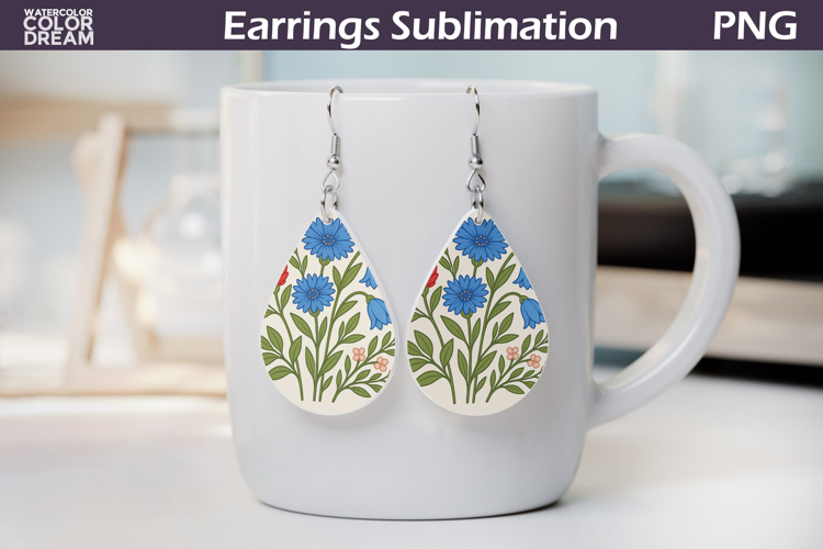 Cornflower Teardrop Earrings | Vintage Floral Earrings