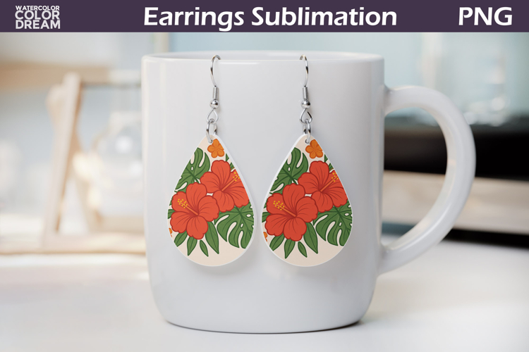 Tropical Floral Teardrop Earrings | Vintage Floral Earrings
