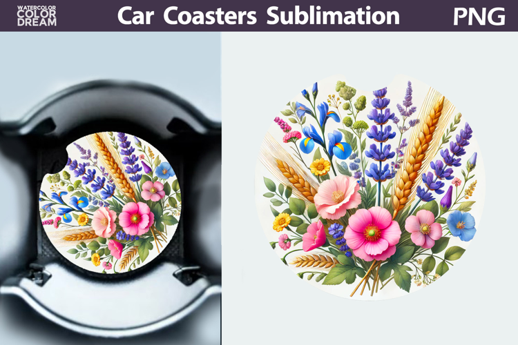 Wildflowers Car Coaster | Flowers Car Coaster