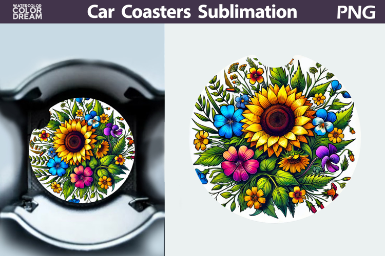 Wildflowers Car Coaster | Sunflowers Car Coaster