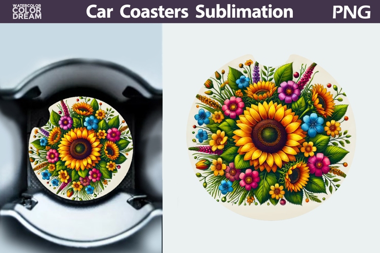 Wildflowers Car Coaster | Sunflowers Car Coaster