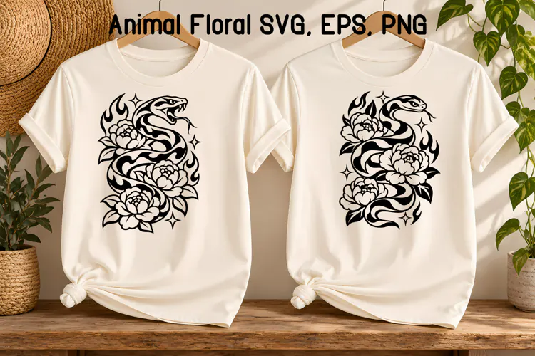 Snake Floral SVG Design | Animal SVG
