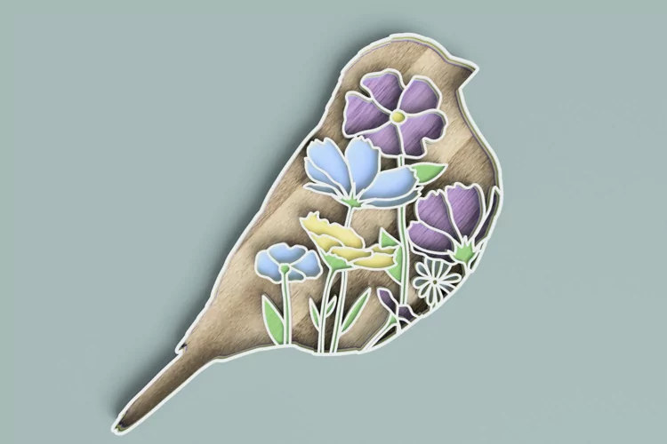 Layered Floral Bird Laser Cut File| Layered SVG