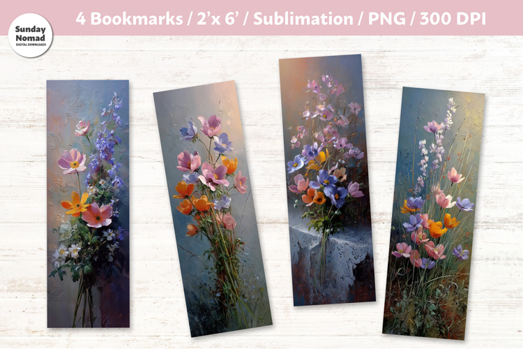 Floral Bookmark Vol.4, Printable Crafts, 4 PNG