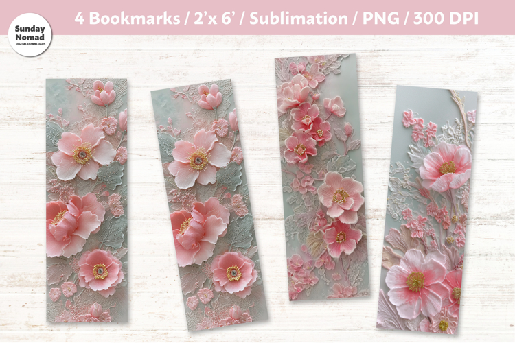 Floral Bookmark Vol.6, Printable Crafts, 4 PNG
