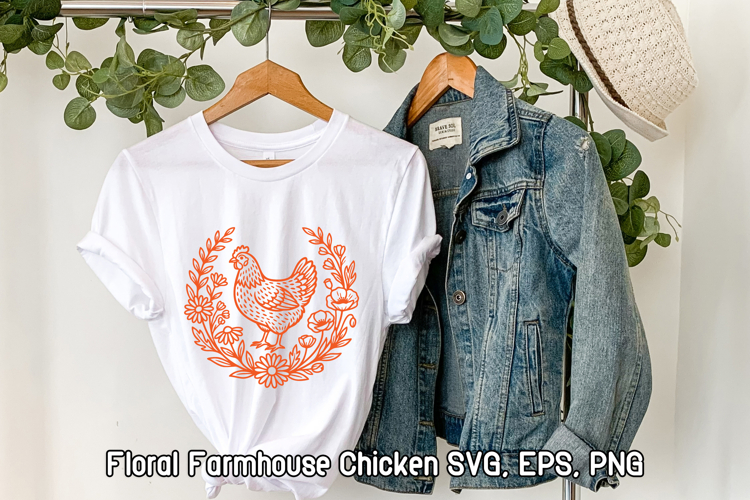 Floral Chicken SVG Design | Farmhouse Chicken SVG