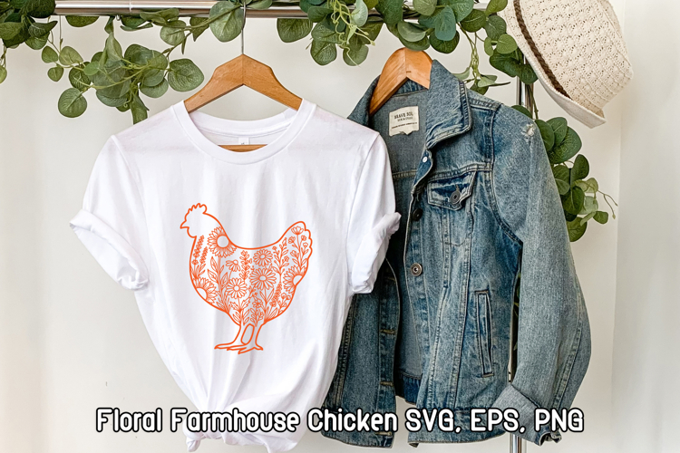 Floral Chicken SVG Design | Farmhouse Chicken SVG