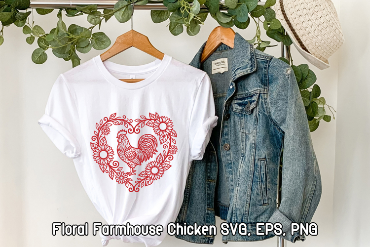Floral Chicken SVG Design | Farmhouse Chicken SVG
