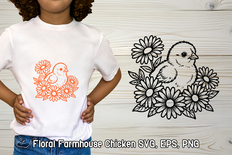 Floral Chicken SVG Design | Farmhouse Chicken SVG