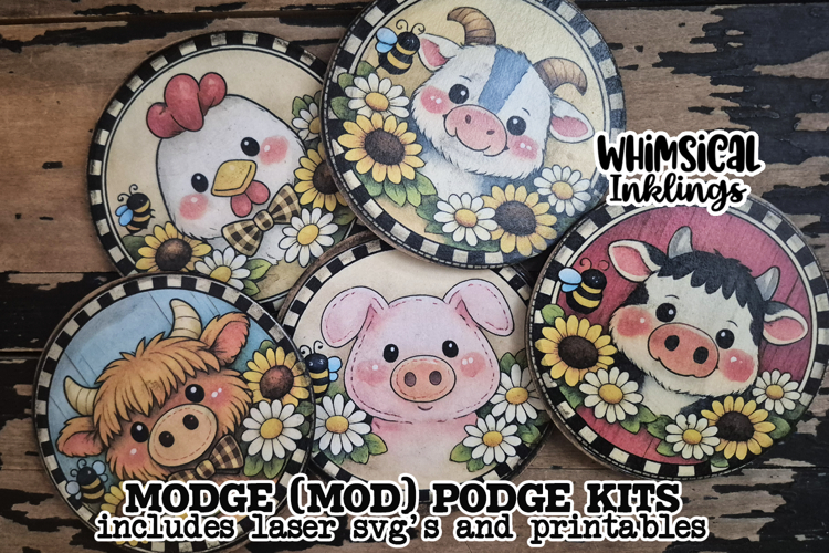 Floral farm Friends Magnets Modge Podge SVGs and Printables