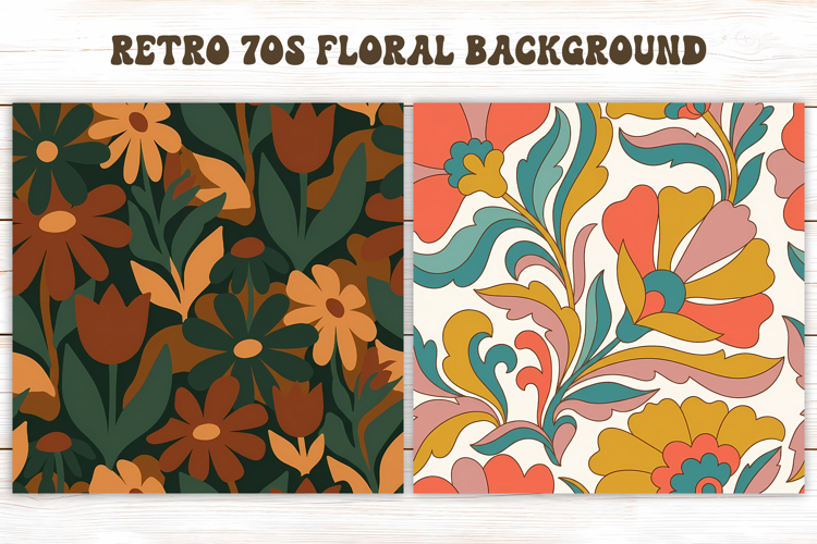 Retro 70s Floral Pattern PNG | Boho Abstract Background