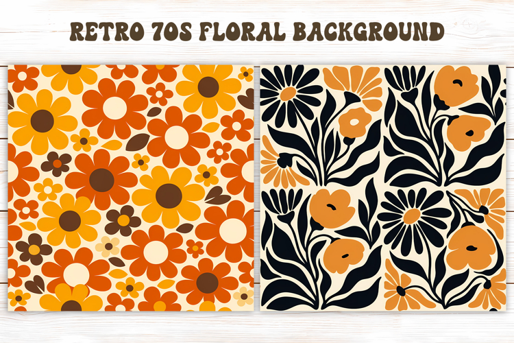 Retro 70s Floral Pattern PNG | Boho Abstract Background