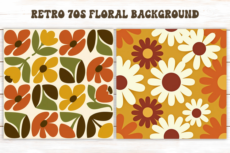 Retro 70s Floral Pattern PNG | Boho Abstract Background