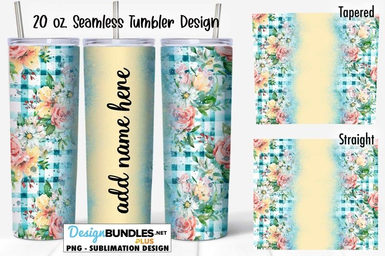 Floral Plaid Seamless 20 oz. Sublimation Tumbler | Add Name example image 1