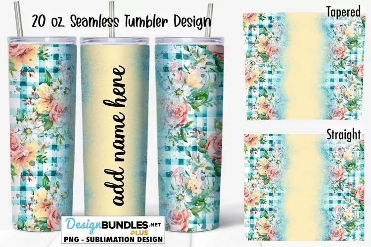 Floral Plaid Seamless 20 oz. Sublimation Tumbler | Add Name