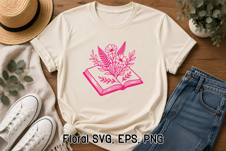 Floral Book SVG Design | Wildflower Book Design