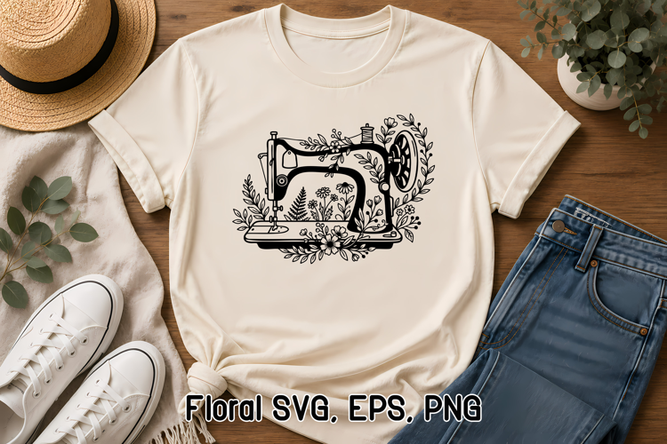 Floral Sewing Machine SVG | Vintage Sewing Design