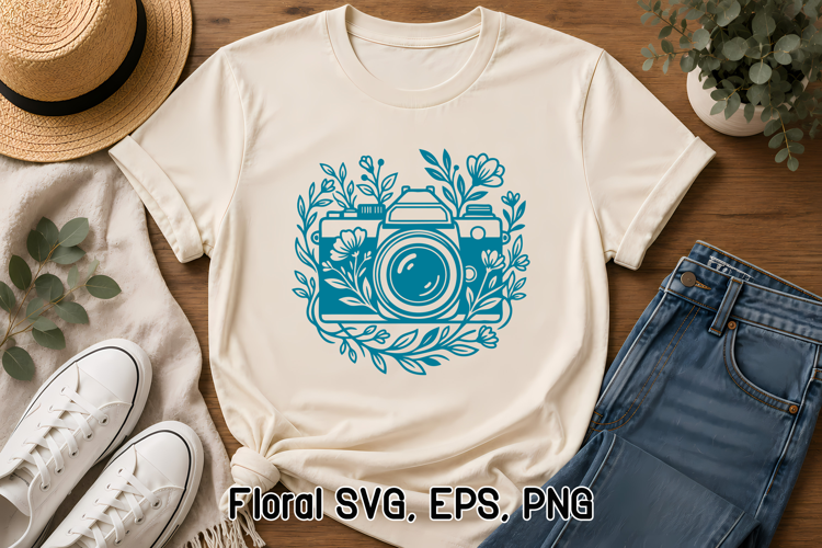 Floral Camera SVG | Wildflower Photography Design