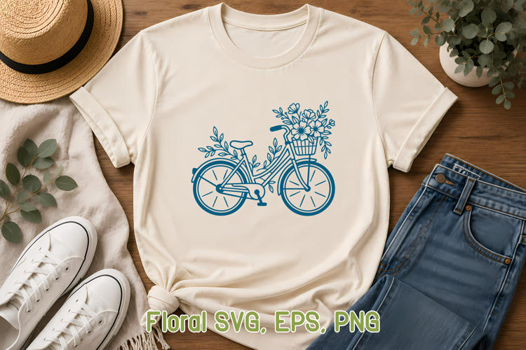 Floral Bicycle SVG | Wildflower Bike Design