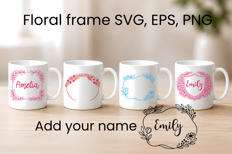 Floral frame SVG design | Add your name flower frame SVG