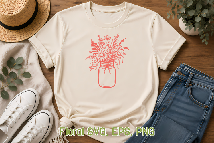 Mason Jar Flowers SVG | Wildflower Floral Design