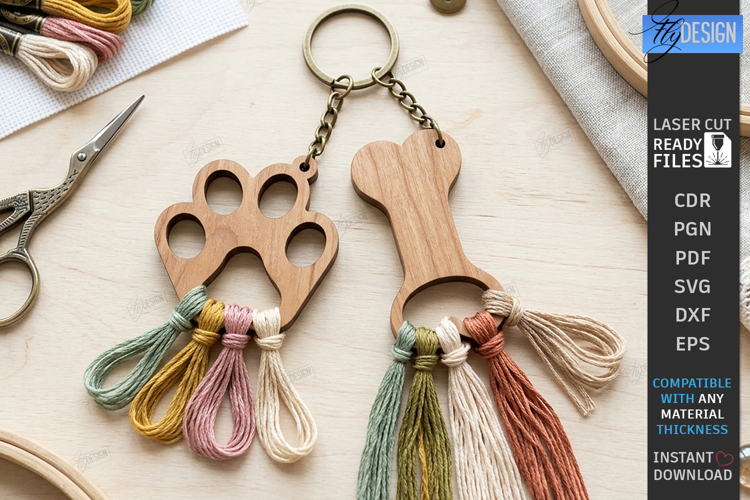 Embroidery Floss Keychain Laser Cut | Thread Holder | Craft