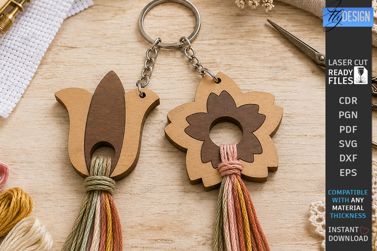 Embroidery Floss Keychain Laser Cut | Thread Holder | Craft