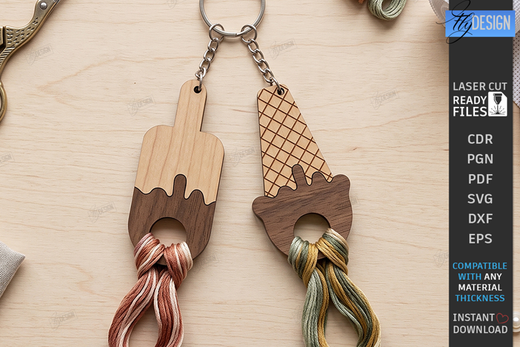 Embroidery Floss Keychain Laser Cut | Thread Holder | Craft