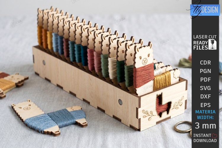 Embroidery Floss Organizer Box Laser Cut | Lama | Craft