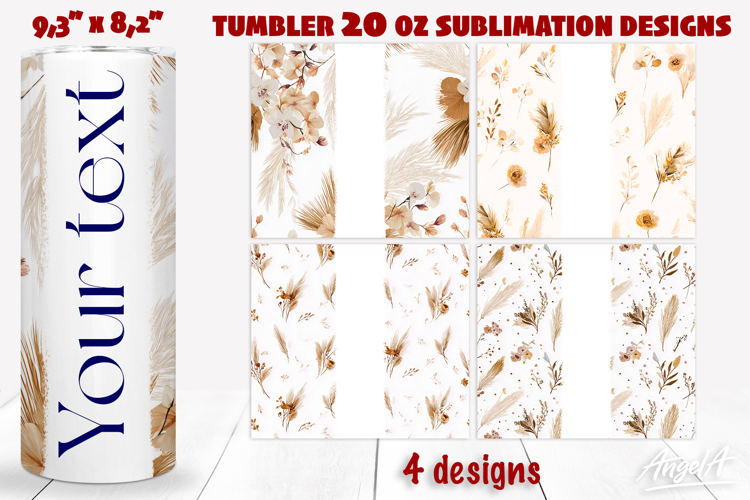 Floral tumbler 20 oz tumbler wrap add name Boho flowers PNG