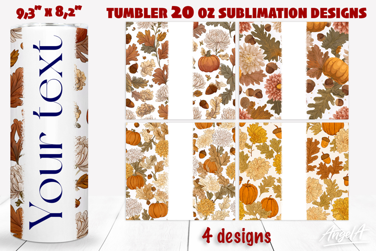 Floral 20 oz tumbler wrap add name Autumn harvest tumbler