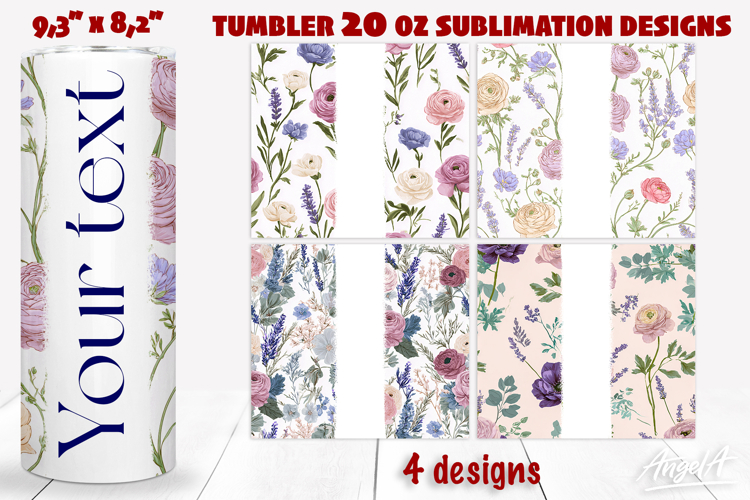 Floral 20 oz tumbler wrap add name Roses tumbler PNG