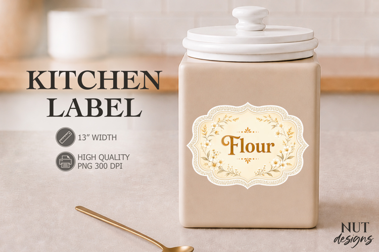 Vintage Flour Floral Kitchen Label Pantry Label