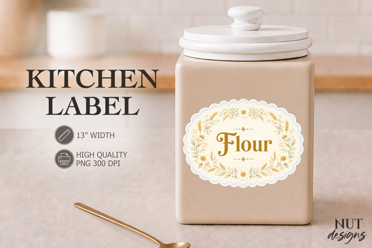Elegant Flour Floral Kitchen Label Pantry Label