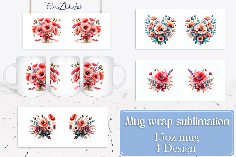 Flowers Mug Sublimation, wild flowers Design Mug