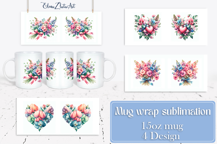 Flowers Mug Sublimation, wild flowers Design Mug