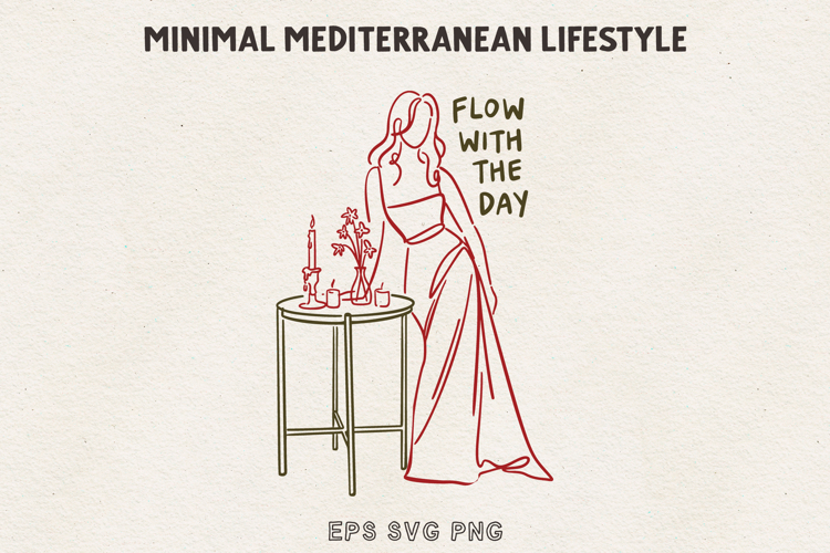 Flow With The Day Woman Line Art SVG PNG EPS